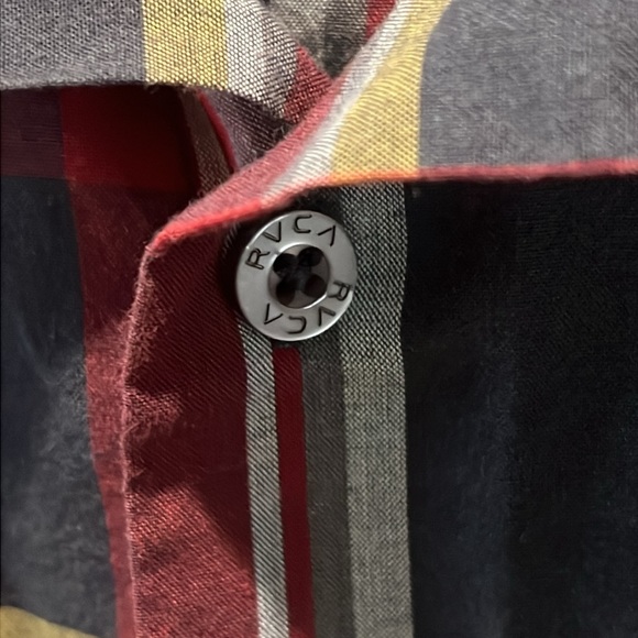 RVCA Button-Up Short Sleeved XL Red/Blue/Yellow/White Plaid Shirt - Picture 4 of 4
